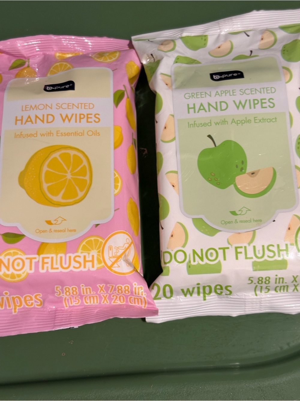 Lemon Scented Hand Wipes - Pink Green Apple hand wipes pick one